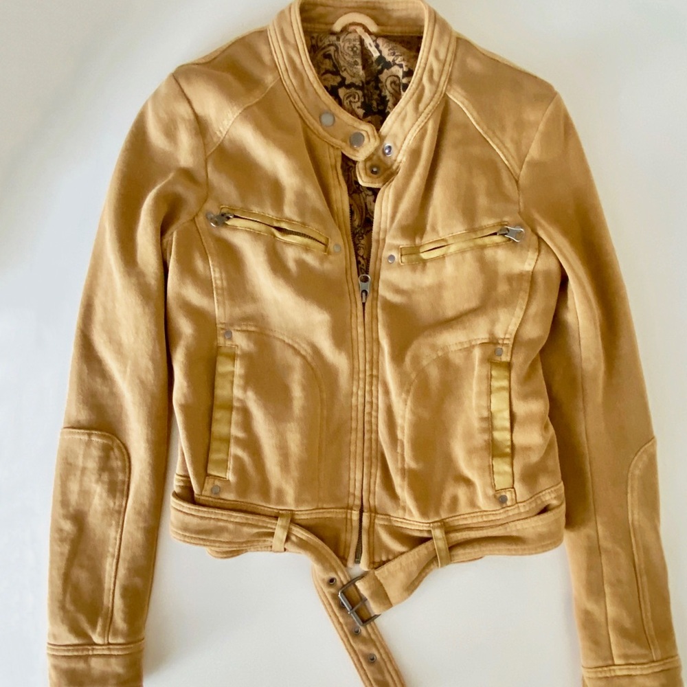 Free People Mustard Moto Style Jacket XS